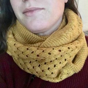 Accessories - Mustard Mixed Weave Knitted Infinity Loop Scarf Accessories - Mustard Mixed Weave Knitted Infinity Loop Scarf